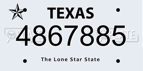 4867885 Texas License Plate