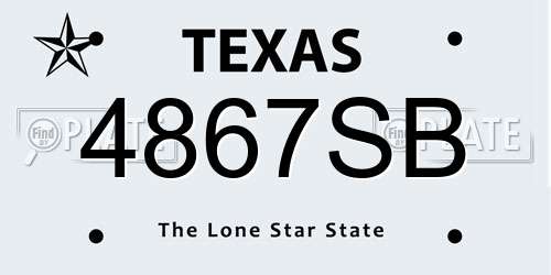 4867SB Texas License Plate