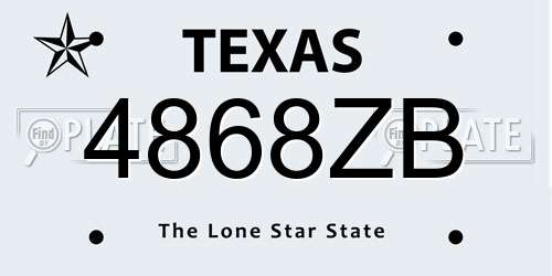4868ZB Texas License Plate