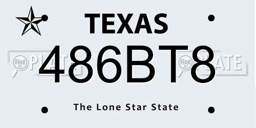 486BT8 Texas License Plate