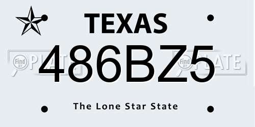 486BZ5 Texas License Plate