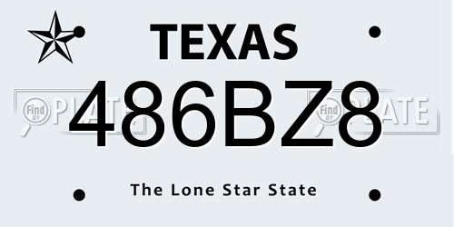 486BZ8 Texas License Plate