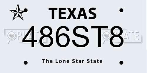 486ST8 Texas License Plate