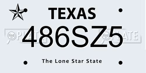 486SZ5 Texas License Plate