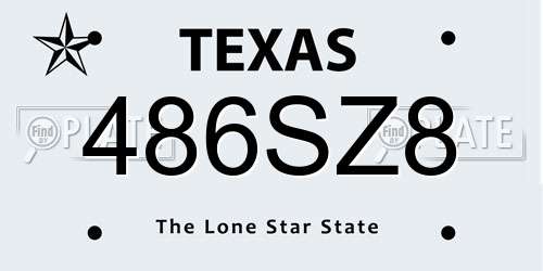 486SZ8 Texas License Plate