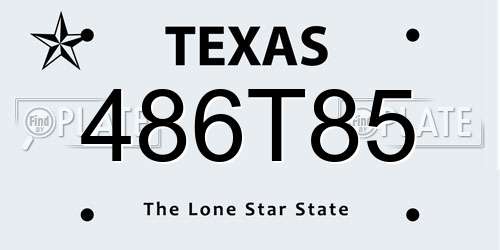 486T85 Texas License Plate