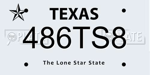 486TS8 Texas License Plate