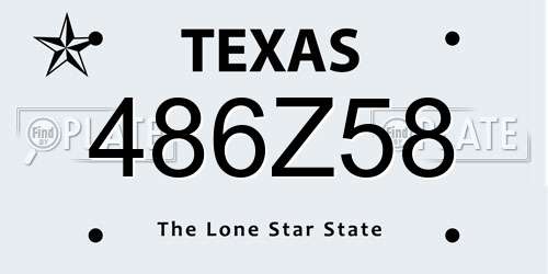 486Z58 Texas License Plate
