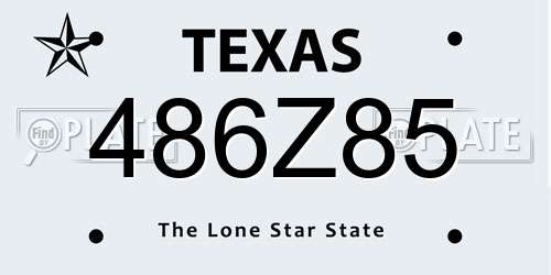 486Z85 Texas License Plate