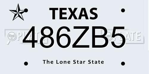 486ZB5 Texas License Plate