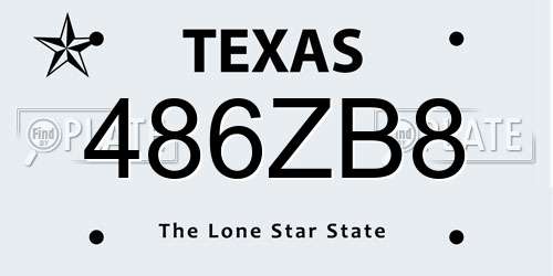 486ZB8 Texas License Plate