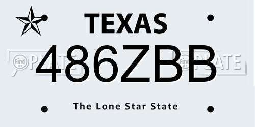 486ZBB Texas License Plate