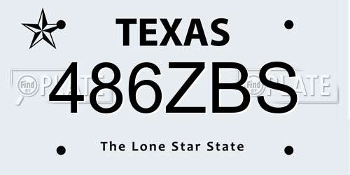 486ZBS Texas License Plate