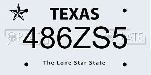 486ZS5 Texas License Plate