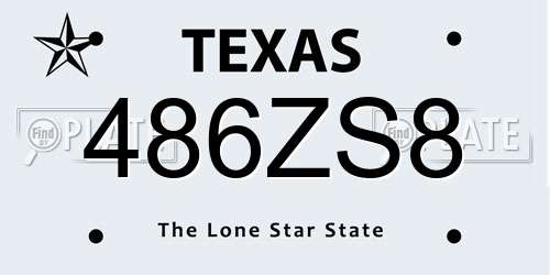 486ZS8 Texas License Plate