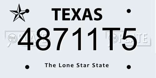 48711T5 Texas License Plate