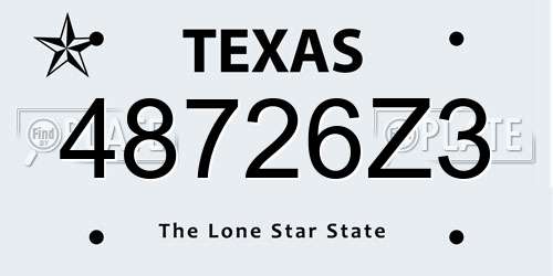 48726Z3 Texas License Plate