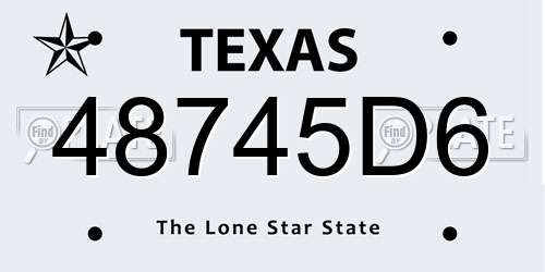 48745D6 Texas License Plate
