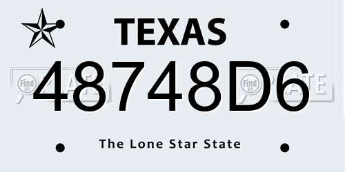 48748D6 Texas License Plate