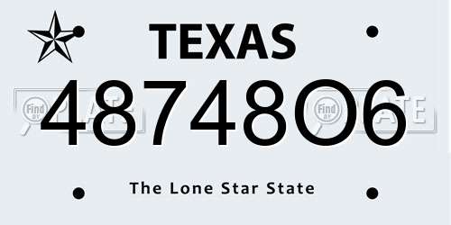 48748O6 Texas License Plate