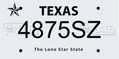 4875SZ Texas License Plate