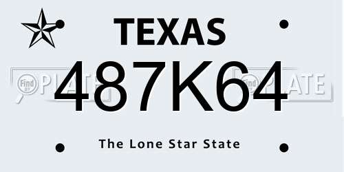 487K64 Texas License Plate