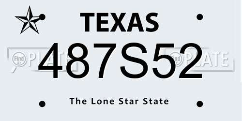 487S52 Texas License Plate