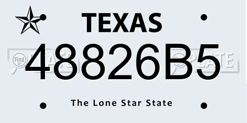 48826B5 Texas License Plate