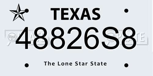 48826S8 Texas License Plate