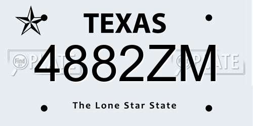4882ZM Texas License Plate