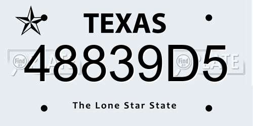 48839D5 Texas License Plate