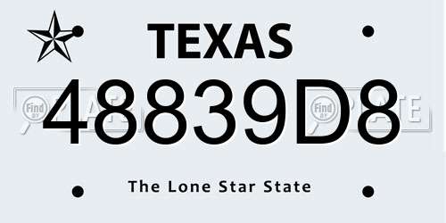48839D8 Texas License Plate