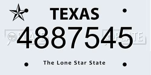 4887545 Texas License Plate