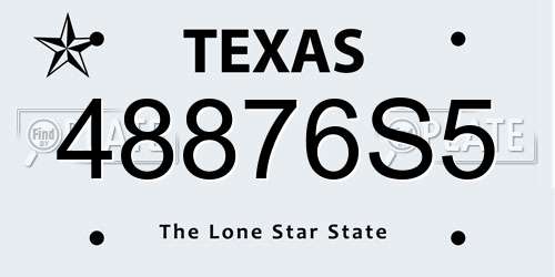 48876S5 Texas License Plate