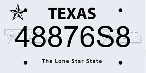 48876S8 Texas License Plate