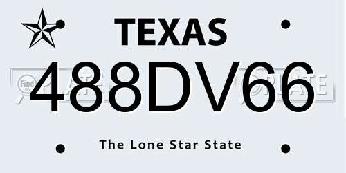 488DV66 Texas License Plate