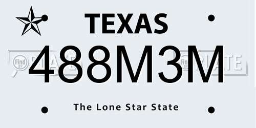 488M3M Texas License Plate