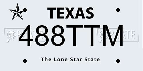 488TTM Texas License Plate