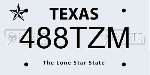 488TZM Texas License Plate