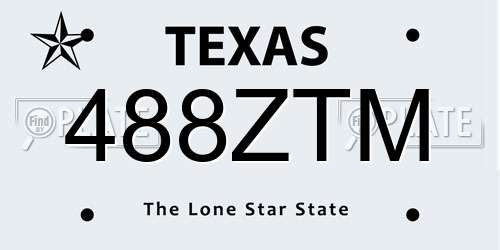 488ZTM Texas License Plate