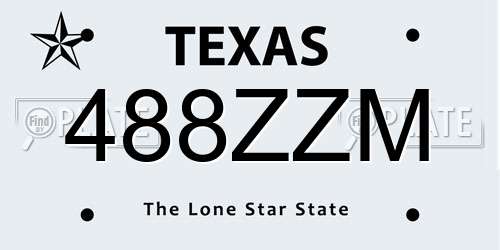 488ZZM Texas License Plate