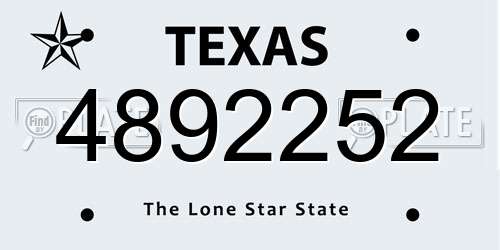 4892252 Texas License Plate