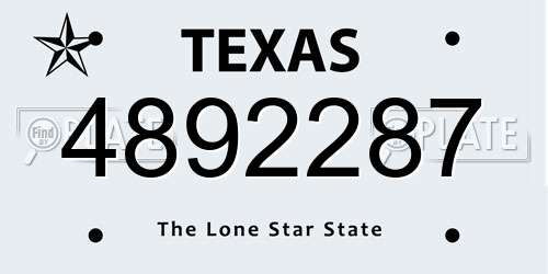 4892287 Texas License Plate