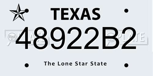 48922B2 Texas License Plate