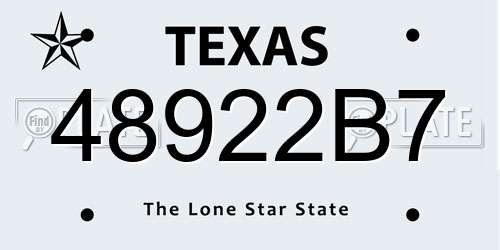 48922B7 Texas License Plate