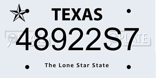 48922S7 Texas License Plate