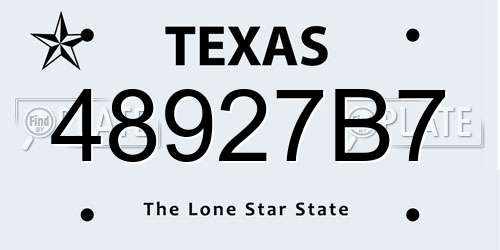48927B7 Texas License Plate
