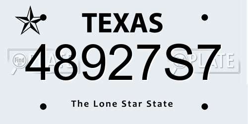 48927S7 Texas License Plate