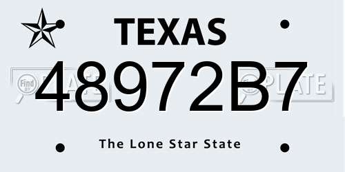 48972B7 Texas License Plate