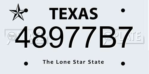 48977B7 Texas License Plate